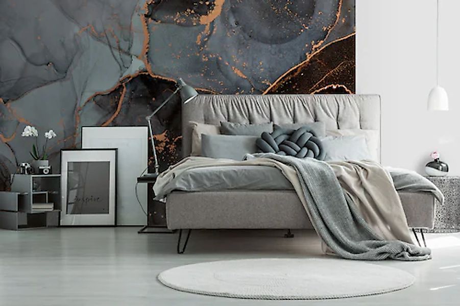 A.S. Création Vliestapete »Marmoroptik-Tapete Blau Schwarz Gold Fototapete« günstig online kaufen