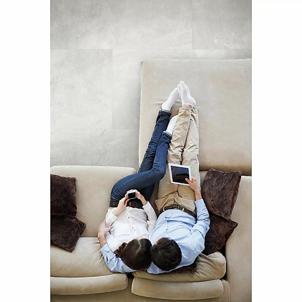Bodenfliese Feinsteinzeug Weiß 60 cm x 120 cm günstig online kaufen