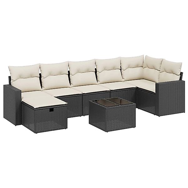 vidaXL 8-tlg Garten-Sofagarnitur mit Kissen Schwarz Poly Rattan Modell 108 günstig online kaufen