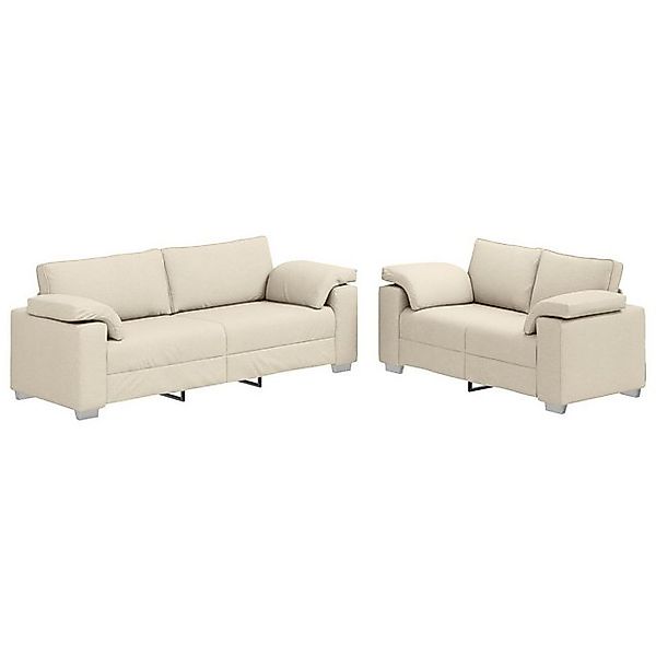 vidaXL Sofa 2-tlg. Sofagarnitur mit Kissen Leinen, 2 Teile günstig online kaufen