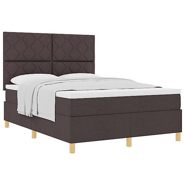 vidaXL Bett Boxspringbett mit Matratze Dunkelbraun 140x190 cm Stoff (1-tlg) günstig online kaufen