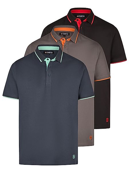 riverso Poloshirt Herren Kurzarm 3er Pack RIVLeano Regular Fit günstig online kaufen