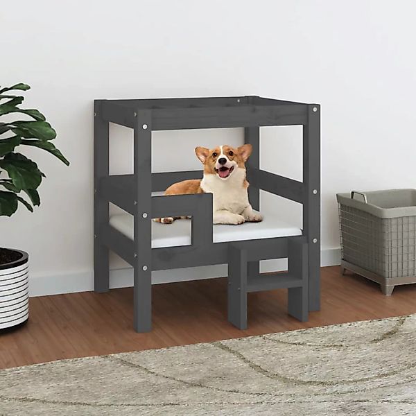 Vidaxl Hundebett Grau 55,5x53,5x60 Cm Massivholz Kiefer günstig online kaufen