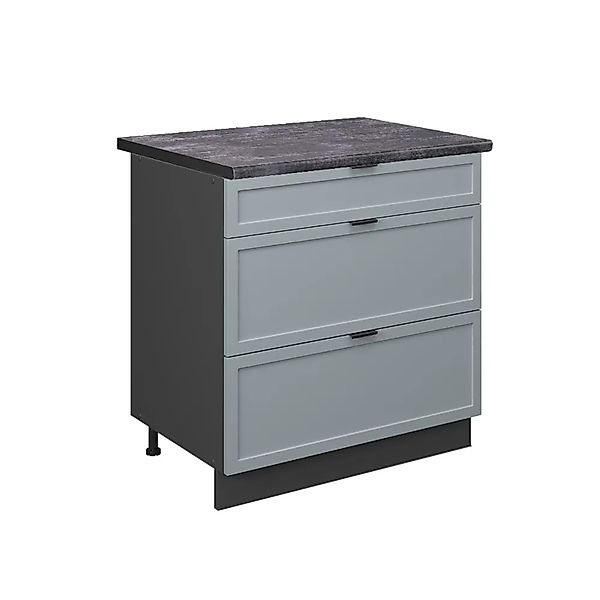Vicco Küchenunterschrank Fame-Line Hellblau-grau 80 cm mit 3 Schubladen AP günstig online kaufen