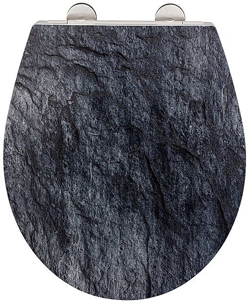 WENKO WC-Sitz Slate Rock, mit Relief, aus antibakteriellem Duroplast günstig online kaufen