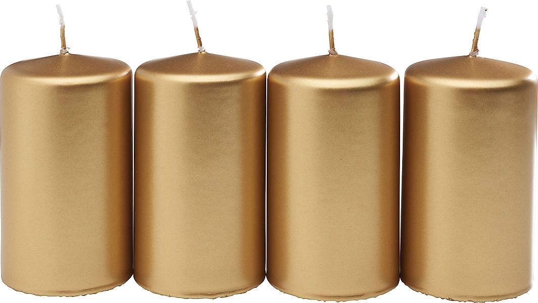 Wenzel Stumpenkerze Stumpenkerze Metallic, 4 Stück günstig online kaufen