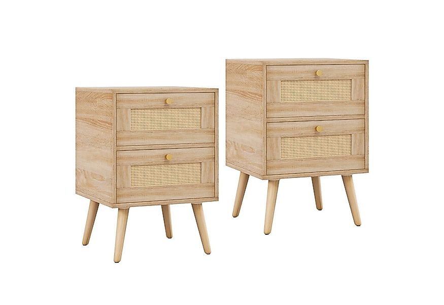 COSTWAY Nachttisch Beistelltisch (2-St), mit 2 Schubladen, 40 x 40 x 59 cm, günstig online kaufen