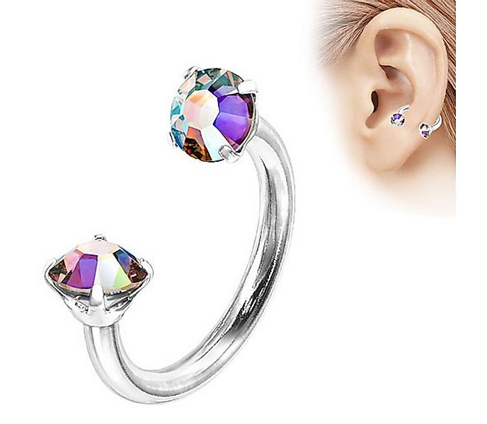 Taffstyle Piercing-Set Lippen Nasen Hufeisen Kristall Kugeln Innengewinde, günstig online kaufen