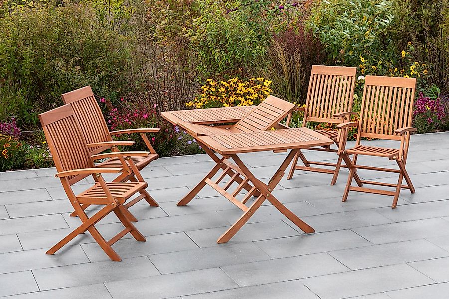 MERXX Garten-Essgruppe "Comodoro", (5 tlg.), 4 Klappsessel mit ausziehbarem günstig online kaufen
