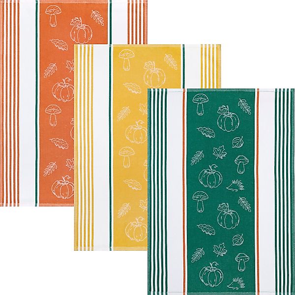 Kracht Geschirrtuch Geschirrtuch "Herbstlich" 3er-Pack, Halbleinen günstig online kaufen