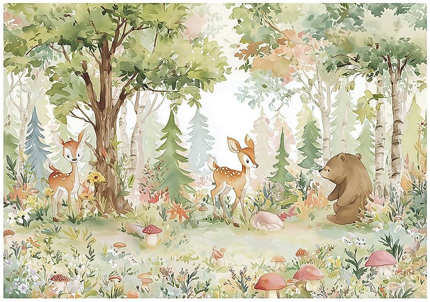 Wallarena Fototapete Kinderzimmer Wald Tiere Hirsch Kinder Vlies Tapete Wan günstig online kaufen
