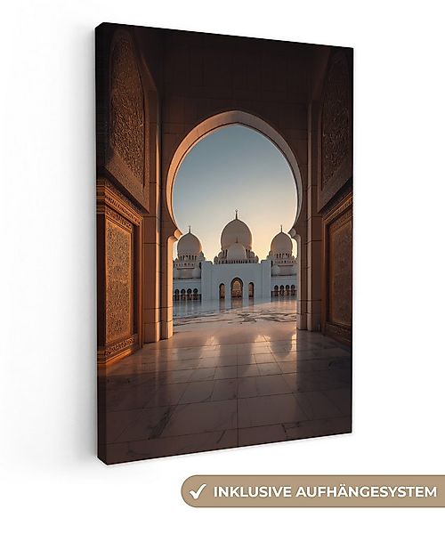 OneMillionCanvasses® Leinwandbild Sonnenaufgang - Weiße Kuppeln - Platz - M günstig online kaufen