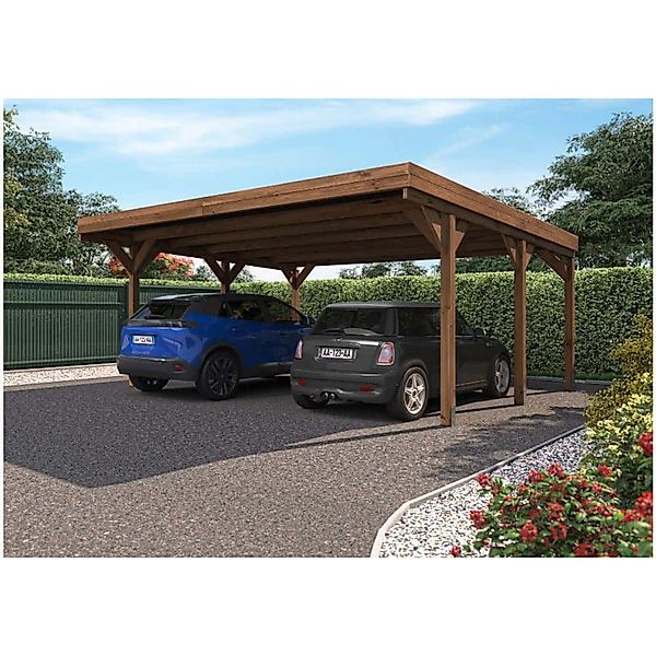 Alpholz Doppelcarport Victor KDI Braun B 604 cm x T 511 cm günstig online kaufen