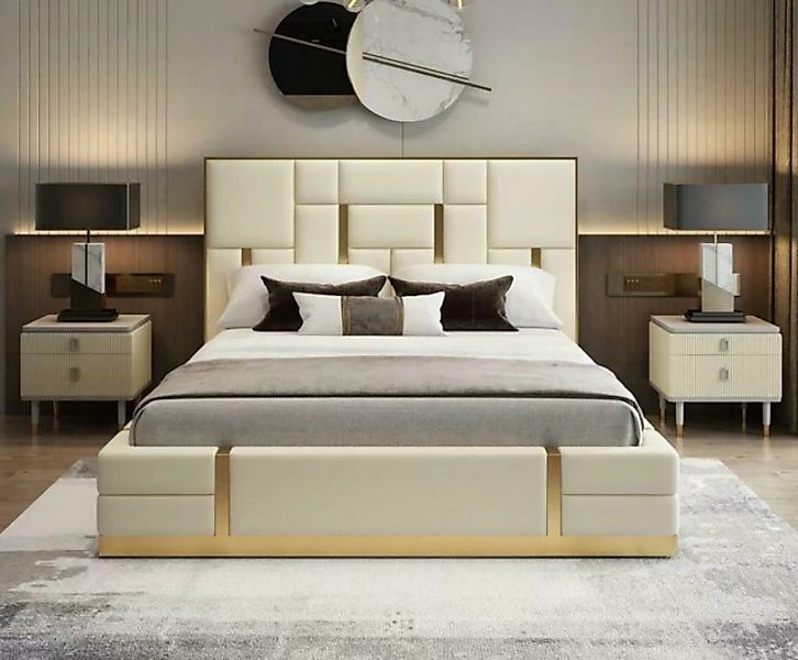 JVmoebel Bett, Luxus Bett Schlafzimmer Italienisches Leder Polster Doppel B günstig online kaufen