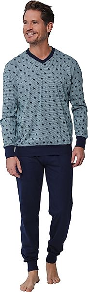 Pastunette Schlafanzug Herren Pyjama Hirsche Allover günstig online kaufen
