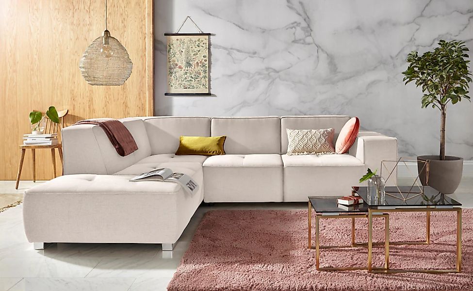 Home affaire Ecksofa "Sapporo L-Form" wahlweise Bettfunktion oder Sitztiefe günstig online kaufen