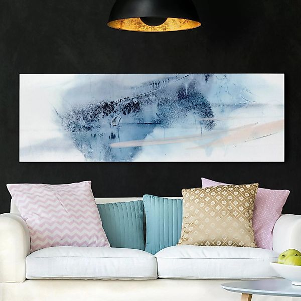 Leinwandbild Abstrakt - Panorama Indigo & Rouge II günstig online kaufen