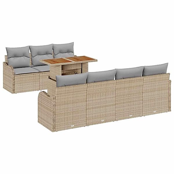 vidaXL 8-Teiliges Garten-Sofa-Set mit Kissen in Beige aus Poly Rattan 33581 günstig online kaufen