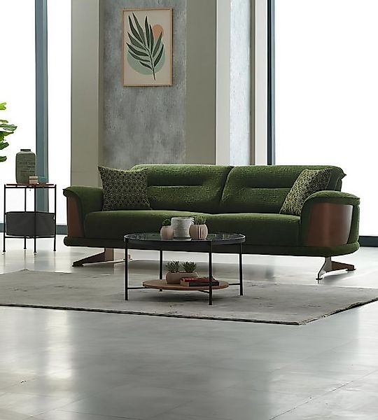JVmoebel Sofa Dreisitzer Sofa 3 Sitzer Stoffsofa Polstersofa Couch Grün Sof günstig online kaufen