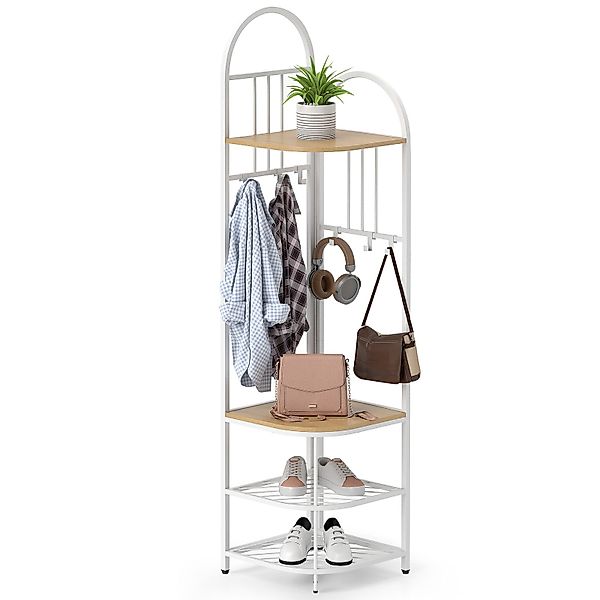 COSTWAY Kleiderständer, 180CM Garderobenständer Eck, Sitzbank günstig online kaufen