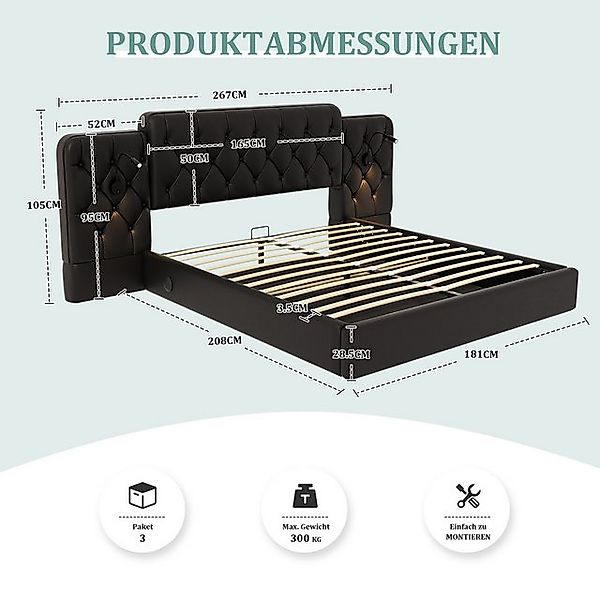 Celya Polsterbett Doppelbett, Europäischer Bettrahmenstil, Usb Auf Beiden S günstig online kaufen