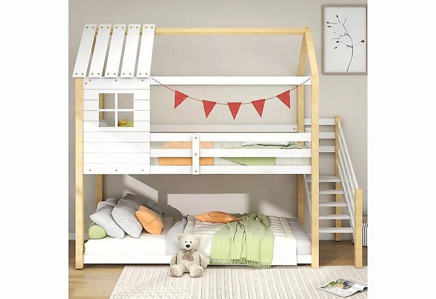 WISHDOR Kinderbett Jugendbett, Hausbett, Rahmen aus Kiefer, weiß (200x90cm) günstig online kaufen