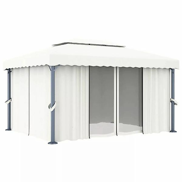 Pavillon Mit Vorhang 4x3 M Cremeweiß Aluminium günstig online kaufen