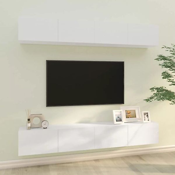 vidaXL Kleiderschrank TV-Wandschränke 4 Stk Hochglanz-Weiß 100x30x30 cm Wan günstig online kaufen