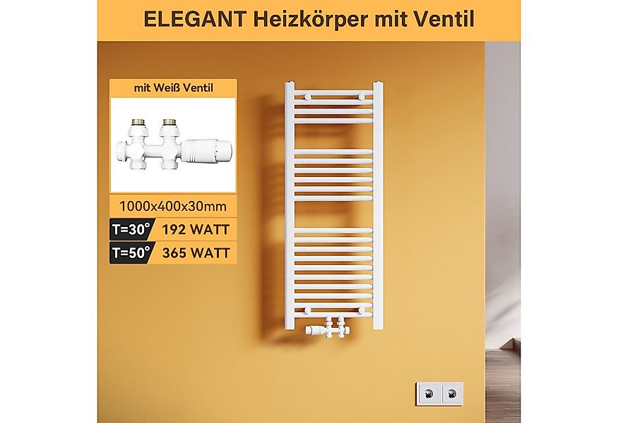 SONNI Badheizkörper Handtuchtrockner Handtuchwärmer Mittelanschluss, Weiß, günstig online kaufen