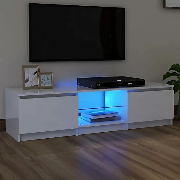 Tv-schrank Mit Led-leuchten Hochglanz-weiß 140x40x35,5 Cm günstig online kaufen