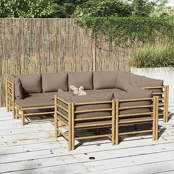 Vidaxl 10-tlg. Garten-lounge-set Mit Kissen Taupe Bambus günstig online kaufen