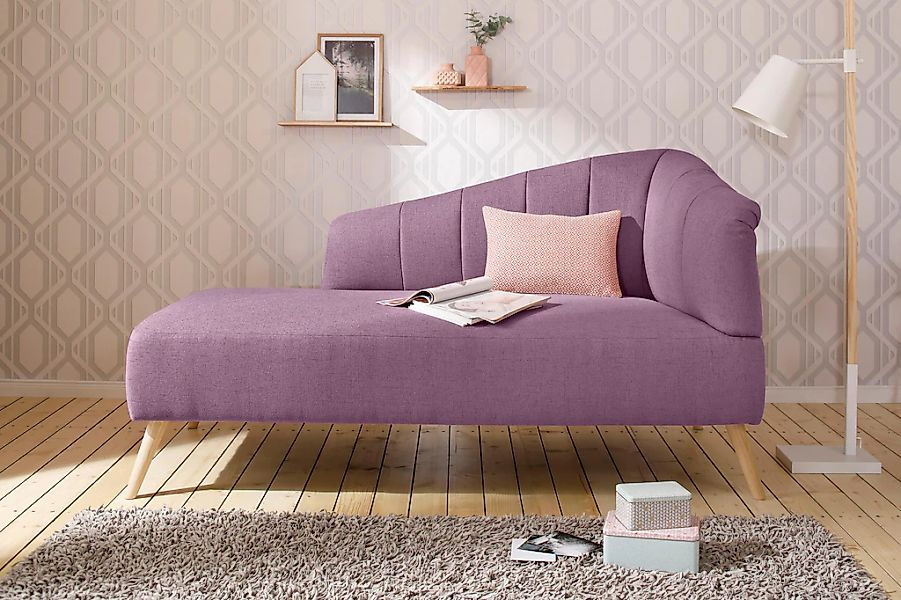 OTTO home Recamiere "Lucy, Chaiselonge mit Massivholzfüßen und Steppung," A günstig online kaufen