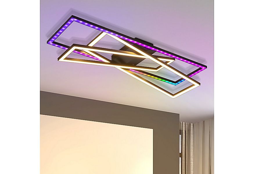 Nettlife LED Deckenleuchte Schwarz RGB Farbwechsel Dimmbar Wohnzimmer 36W M günstig online kaufen
