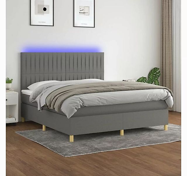 vidaXL Boxspringbett Bett Boxspringbett mit Matratze & Topper & LED (160 x günstig online kaufen