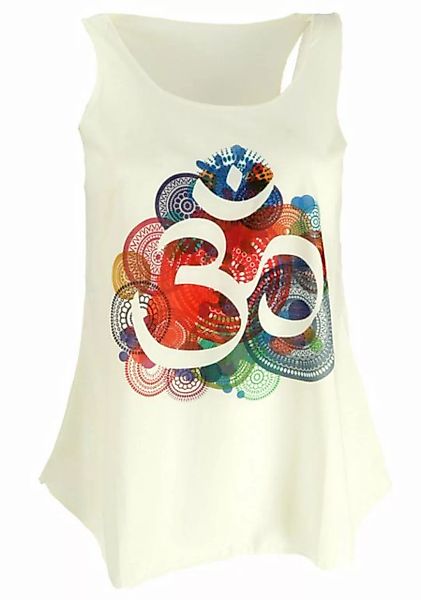 Guru-Shop T-Shirt Tanktop mit farbigem Ethnodruck - creme OM Festival, Ethn günstig online kaufen