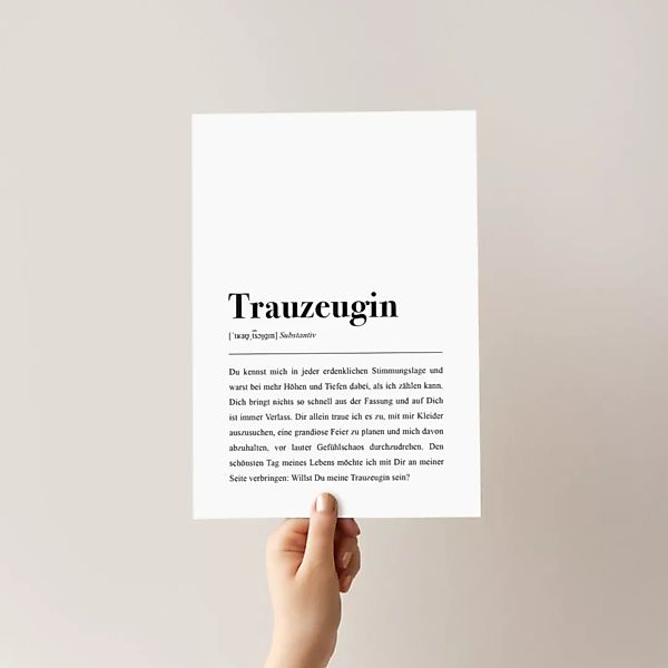 Trauzeugin Poster Din A4: Trauzeugin Definition günstig online kaufen