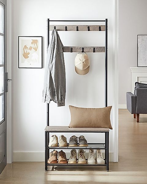 VASAGLE Garderobenständer Garderobe, Kleiderständer, mit Schuhbank, günstig online kaufen