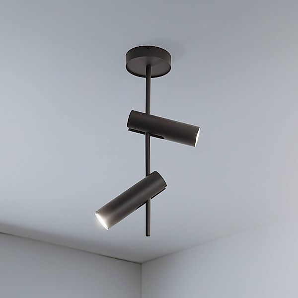 Deckenspot Leda 2, olivgrün, 2-flammig, Stahl, Höhe 55 cm günstig online kaufen