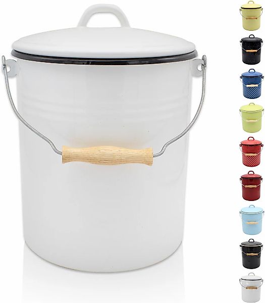 Krüger Mülleimer "Emaille-Eimer mit Deckel Serie Rio" schnitt- / kratzfeste günstig online kaufen