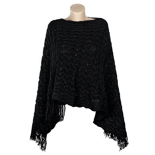 MyBeautyworld24 Poncho Damen Poncho mit U-Boot Ausschnitt in Dreiecksform günstig online kaufen