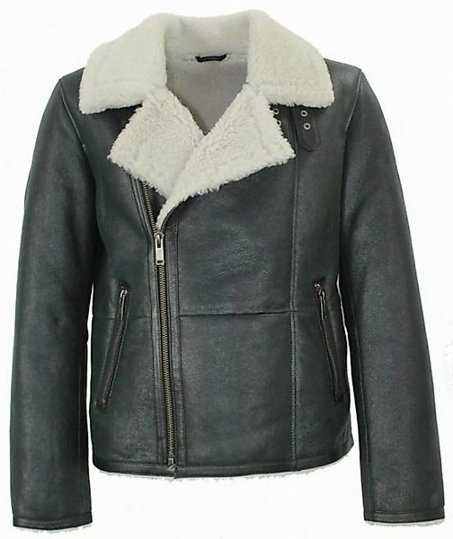 Jilani Lederjacke Jilani - Herren Lammfelljacke Lederjacke anthrazit-weiß günstig online kaufen