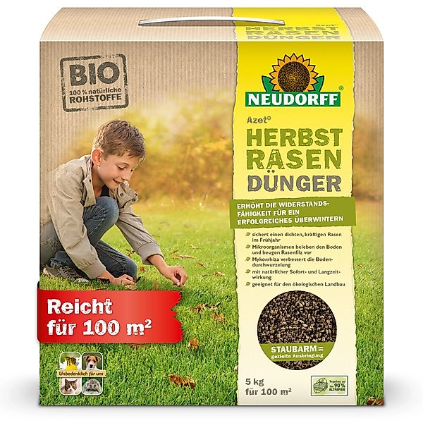 Neudorff Rasendünger Bio Azet HerbstRasenDünger 5 kg, sorgt für einen dicht günstig online kaufen