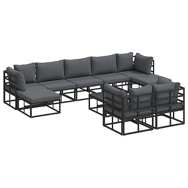 vidaXL Garten-Sofa-Set mit Kissen 10-Tlg Schwarz Aluminium 3378913 günstig online kaufen