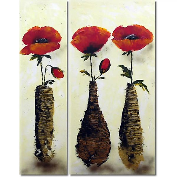 Bild auf Leinwand Mohnblumen in Vasen XXL günstig online kaufen