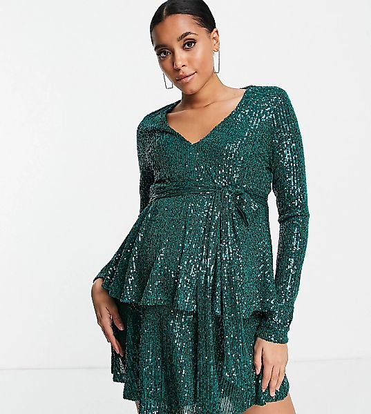 In The Style Maternity – Exklusives Minikleid in Smaragdgrün mit Pailletten günstig online kaufen