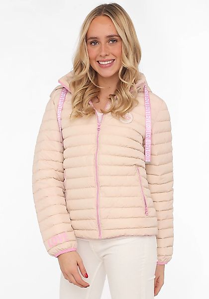 Zwillingsherz Steppjacke abnehmbarer Kapuze, Print hinten, wärmend, Reißver günstig online kaufen