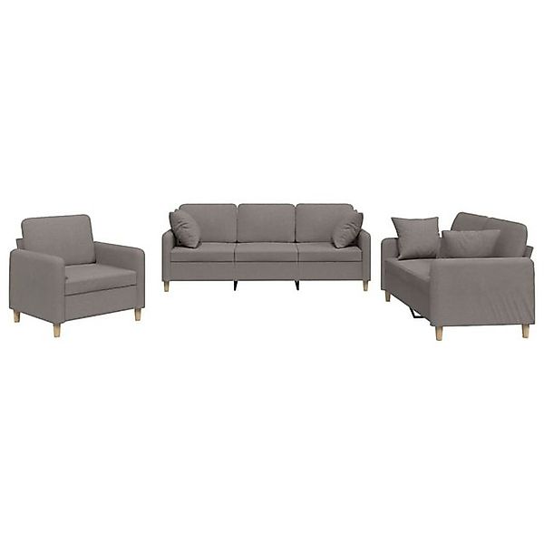 vidaXL Sofa, 3-tlg. Sofagarnitur mit Kissen Taupe Stoff günstig online kaufen