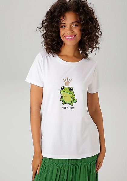 Aniston CASUAL T-Shirt, mit Frosch und glitzernder Krone bedruckt günstig online kaufen