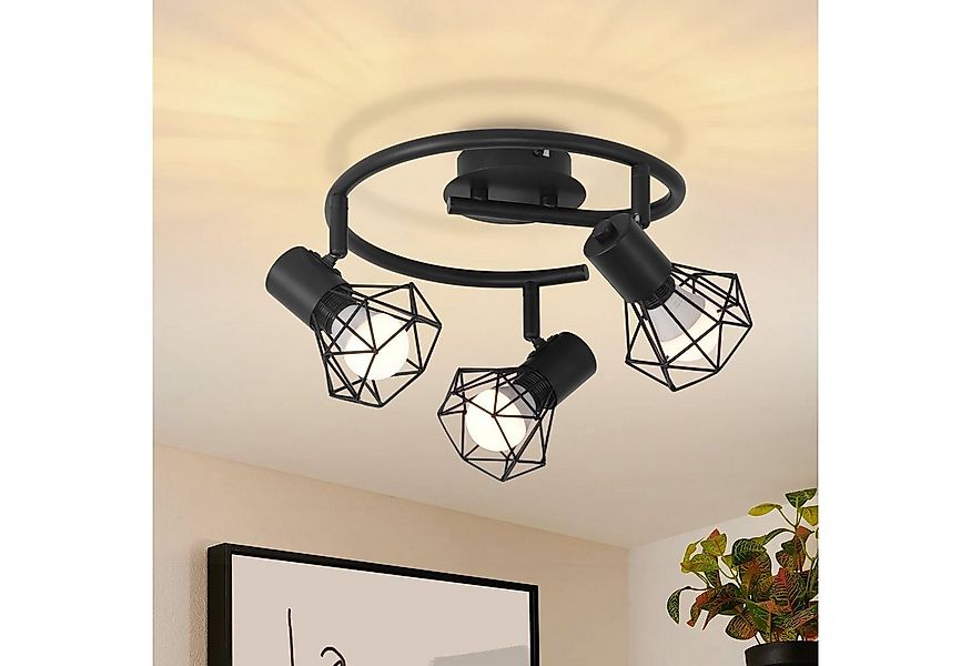 ZMH Deckenleuchten 3 Flammig Deckenspot Rund Industrial Retro E14 Schwenkba günstig online kaufen