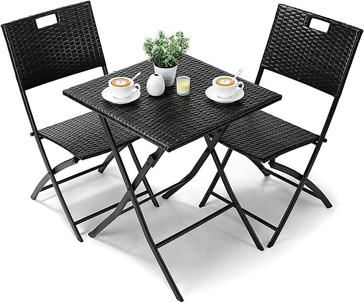 TLGREEN Balkonset 3-teiliges Rattan Gartenmöbel Set, (Hochwertiges PE-Ratta günstig online kaufen